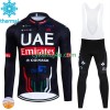 Uae Emirates Cykeltrøje Langærmet + Bib Cykelbukser Vinter Thermal Fleece 2024 N001